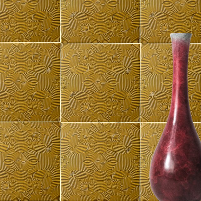 Faux Gold Low Relief Sculptured Abstract  Ceramic Tile (Creator Uploaded)