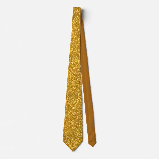 Faux Gold Luxe Shiny Glitter Party Neck Tie (Front)