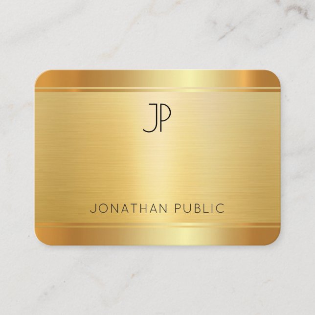 Faux Gold Luxurious Premium Silk Finish Rounded Business Card (Front)