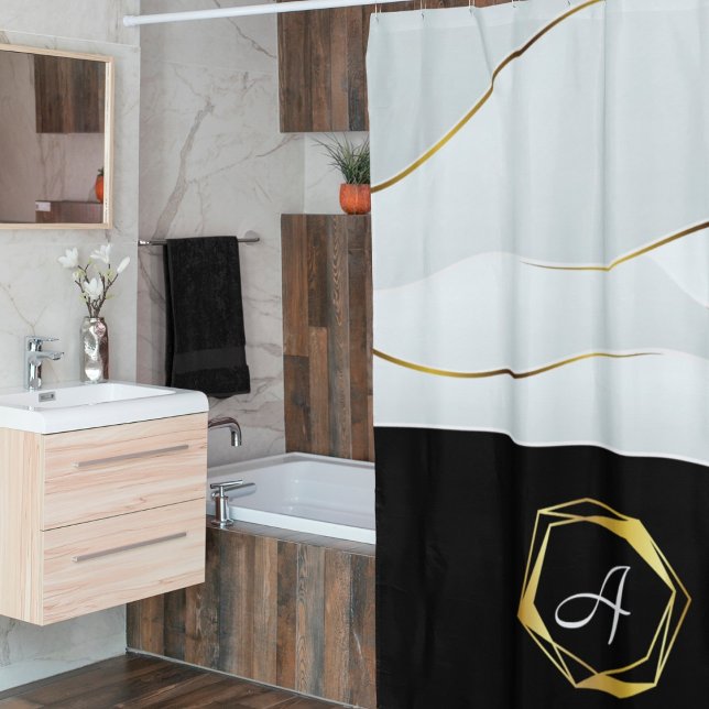 Faux Gold Luxury Black And White       Shower Curtain (Creator Uploaded)