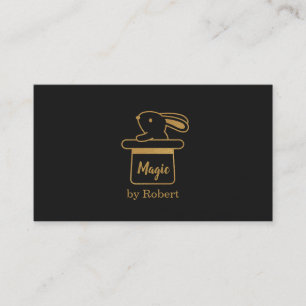 Faux Gold Magic Bunny in Hat Magician Business Card