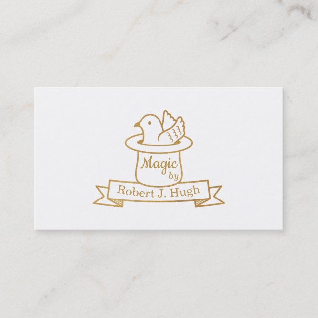Faux Gold Magic Dove in Hat Magician Business Card (Front)