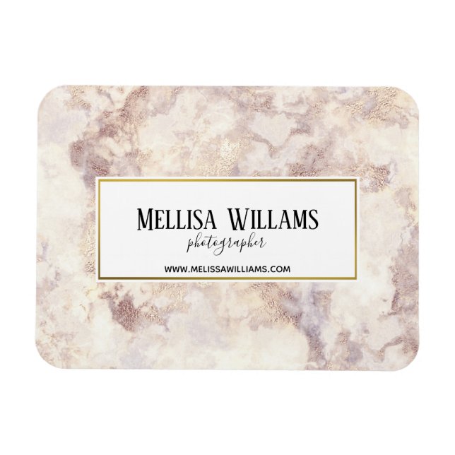Faux Gold Marble Business Card Magnet (Horizontal)