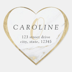 Faux gold marble monogram return address label