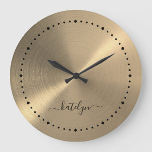 Faux Gold Metal Monogram Large Clock