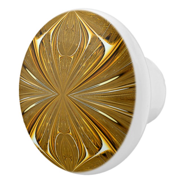 Faux Gold Metal Pattern Design Ceramic Knob (Right)