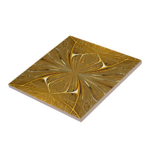 Faux Gold Metal Pattern Design Ceramic Tile