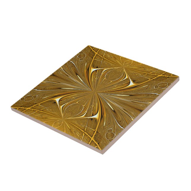 Faux Gold Metal Pattern Design Ceramic Tile (Side)