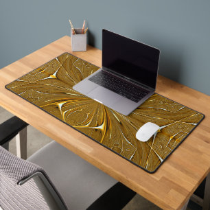 Faux Gold Metal Pattern Design Desk Mat