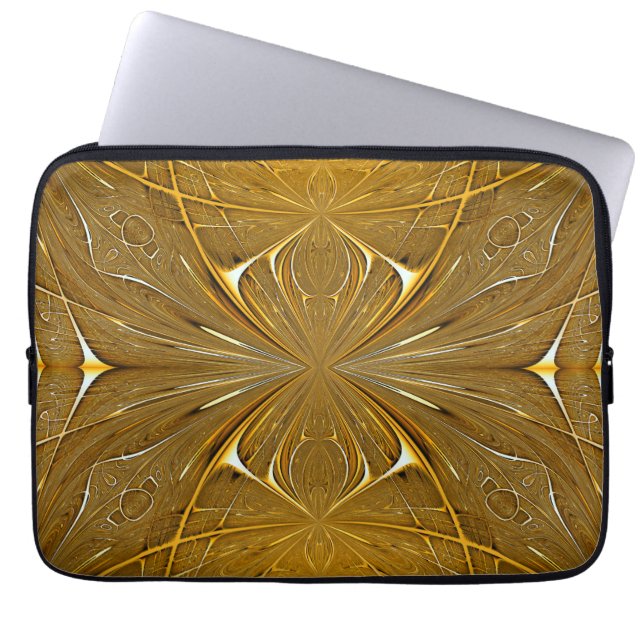Faux Gold Metal Pattern Design Laptop Sleeve (Front)