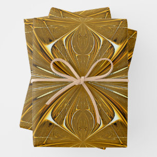 Faux Gold Metal Pattern Design Wrapping Paper Sheet