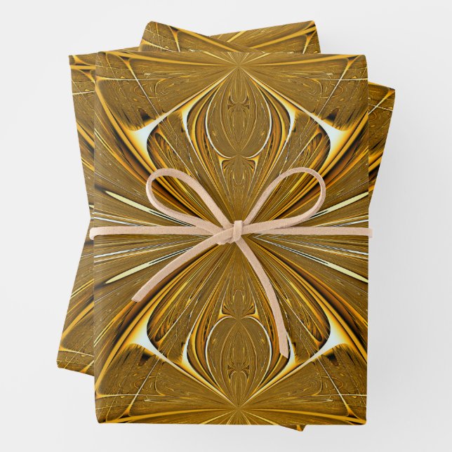 Faux Gold Metal Pattern Design Wrapping Paper Sheet (In situ)