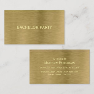 Faux Gold Metal Texture Bachelor Party Invitation