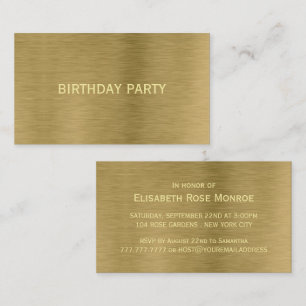 Faux Gold Metal Texture Birthday Party Ticket
