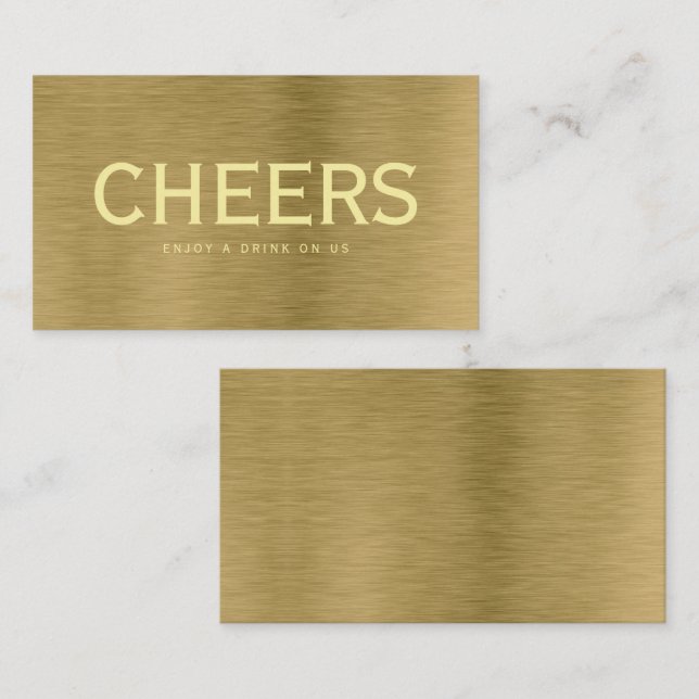 Faux Gold Metal Texture Free Drinks Ticket Card (Front/Back)