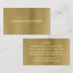 Faux Gold Metal Texture Graduation Party Invite