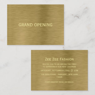 Faux Gold Metal Texture Grand Opening Ceremony Business Card