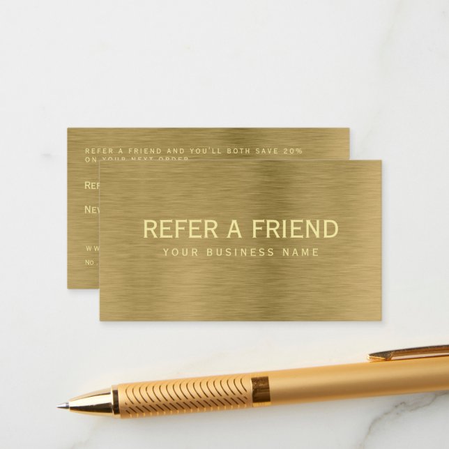 Faux Gold Metal Texture Referral Card (Front/Back In Situ)