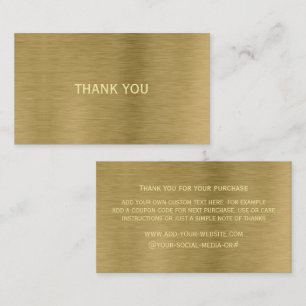 Faux Gold Metal Texture Thank You Card