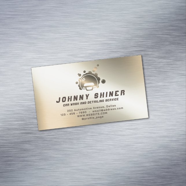 Faux gold metallic auto wash logo 	Magnetic business card (In Situ)