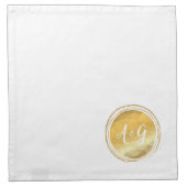 Faux gold metallic effect initial cloth napkins. (Front)