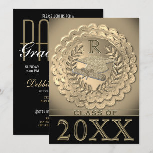 Faux Gold Metallic Graduation Invitation