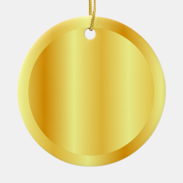 Faux Gold Metallic Look Blank Template Circle Ceramic Ornament (Front)