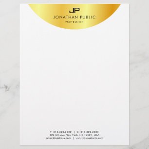Faux Gold Metallic Look Elegant Monogram Template Custom Letterhead