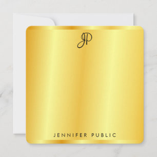 Faux Gold Metallic Look Handwritten Monogram Card