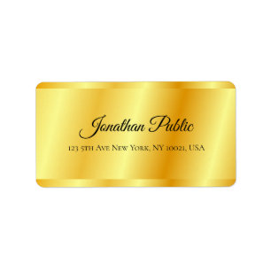 Faux Gold Metallic Look Handwritten Script Name Label