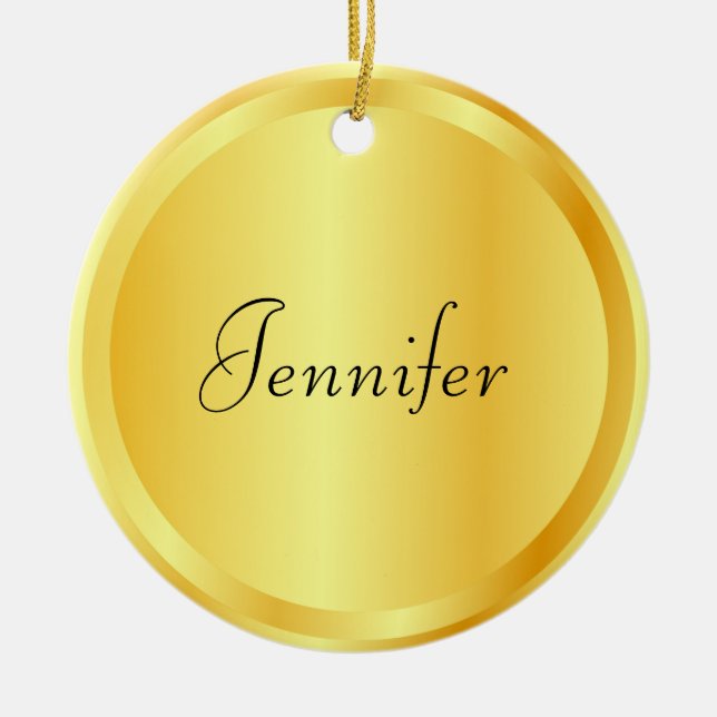 Faux Gold Metallic Look Personalised Template Ceramic Ornament (Front)