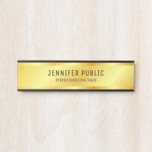 Faux Gold Metallic Look Trendy Elegant Template Door Sign