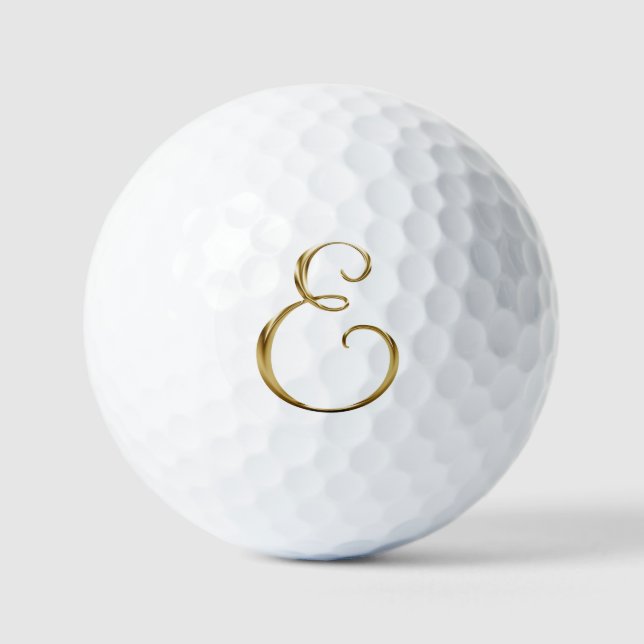 Faux Gold Metallic Monogram E Golf Balls (Front)