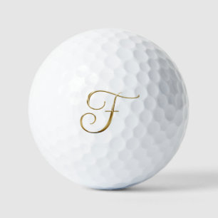 Faux Gold Metallic Monogram F Golf Balls