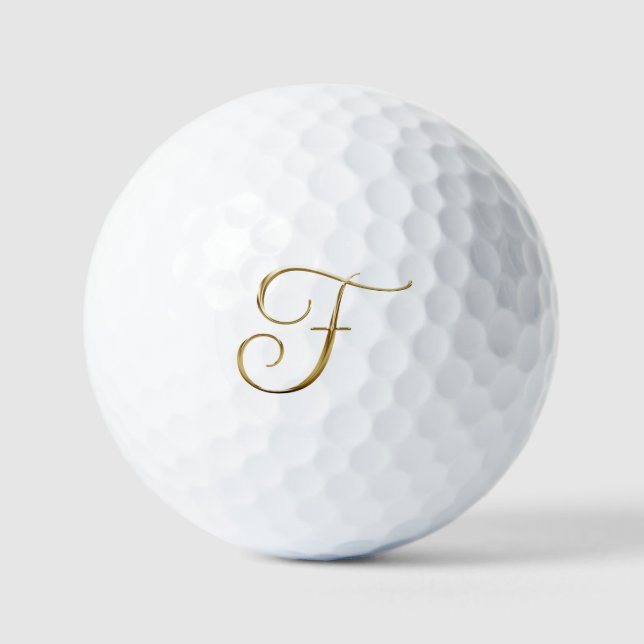 Faux Gold Metallic Monogram F Golf Balls (Front)