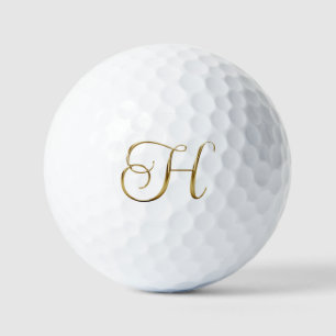 Faux Gold Metallic Monogram H Golf Balls