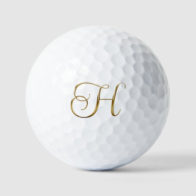 Faux Gold Metallic Monogram H Golf Balls (Front)