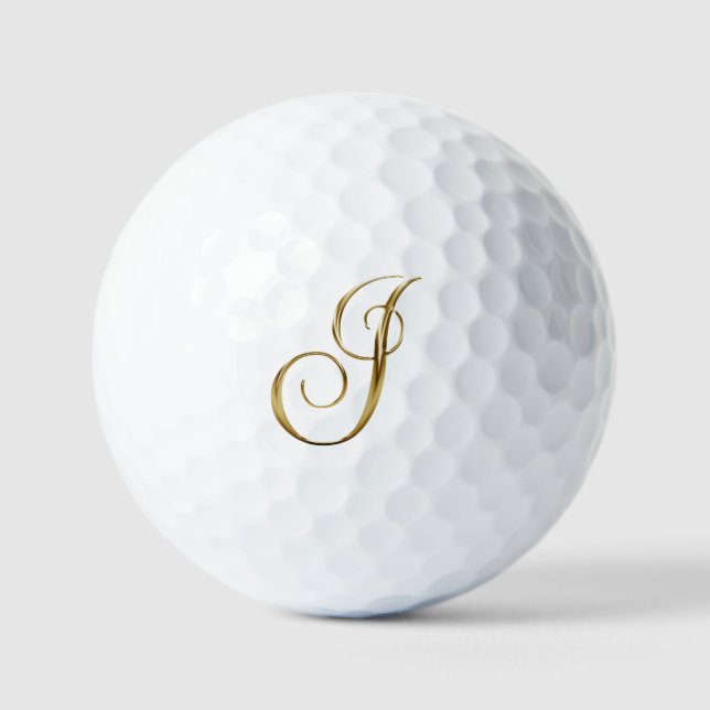 Faux Gold Metallic Monogram I Golf Balls (Front)