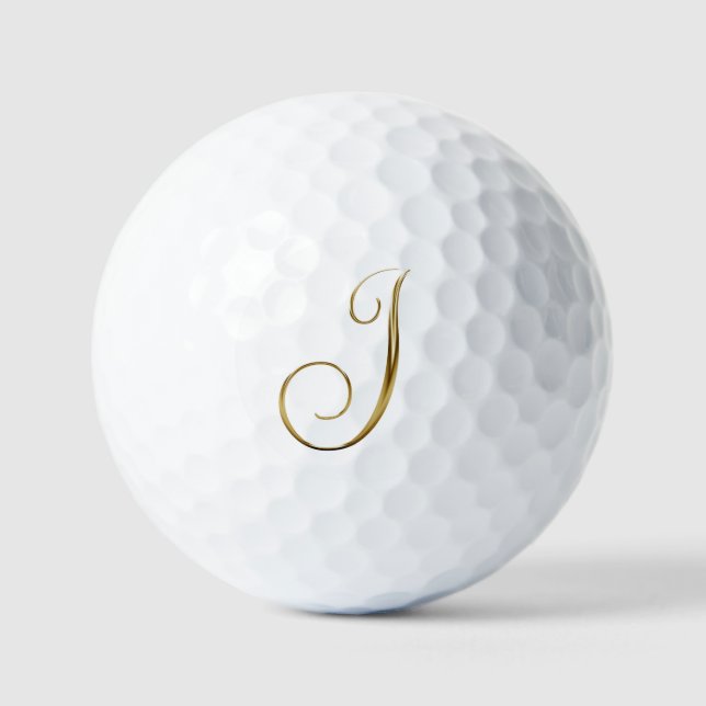 Faux Gold Metallic Monogram J Golf Balls (Front)