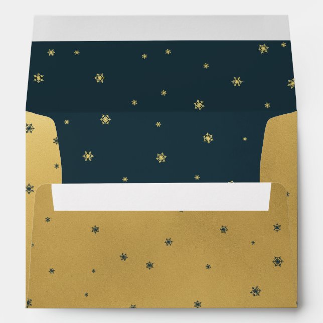 Faux Gold Metallic Snowflakes Holiday   Envelope (Back (Bottom))