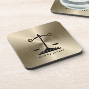 Faux Gold Metallic with Scales Of Justice Coaster