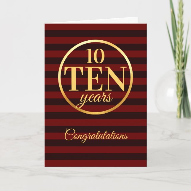 Faux gold milestone employee anniversary card (Front)