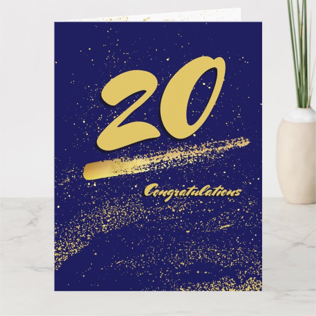 Faux gold milestone employee anniversary card (Front)