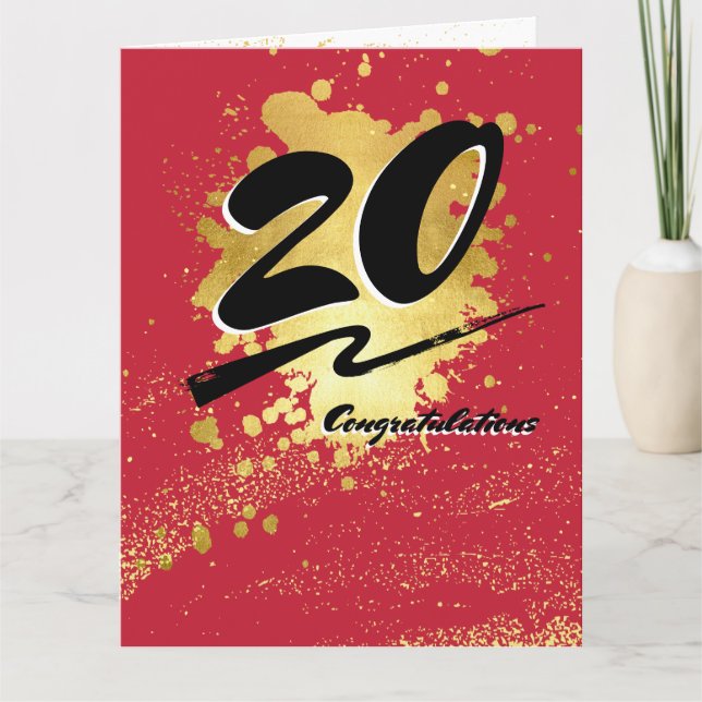 Faux gold milestone employee anniversary card (Front)