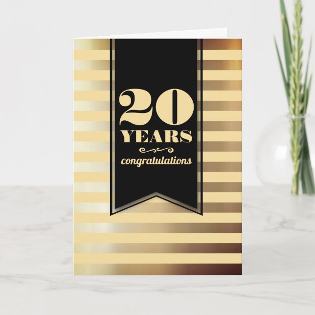 Faux gold milestone employee anniversary card (Front)