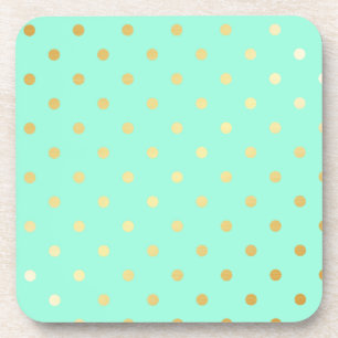 faux gold mint polka dots coaster