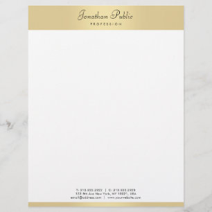 Faux Gold Modern Elegant Handwritten Text Template Custom Letterhead