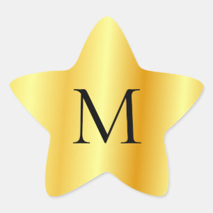Faux Gold Modern Elegant Monogram Template Star Sticker