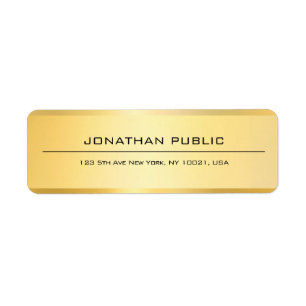 Faux Gold Modern Elegant Professional Simple Return Address Label