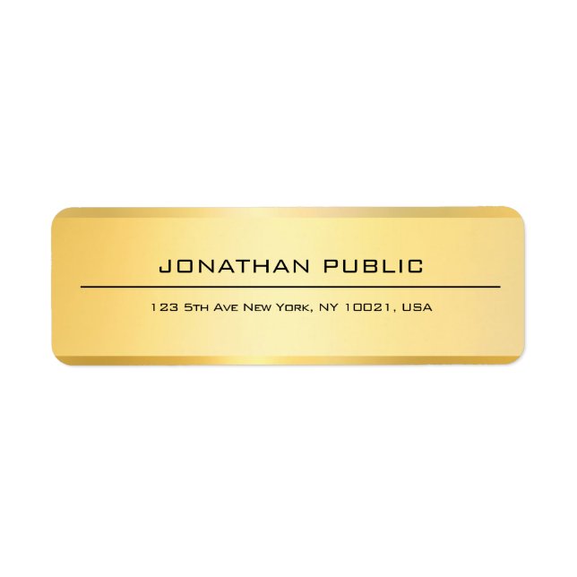 Faux Gold Modern Elegant Professional Simple Return Address Label (Front)